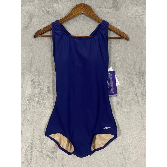 Dolfin Other - NWT Dolfin Swimsuit 34/8L Navy Aquashape Conservative Lap Suit Racerback One PC